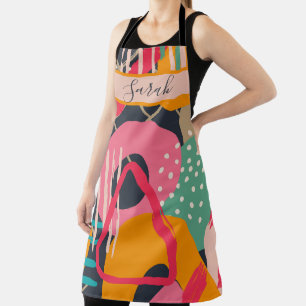 Abstract Colourful Geometric Pink Orange Design Apron
