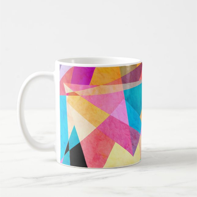 Abstract Colourful Geometric Watercolor Background Coffee Mug (Left)