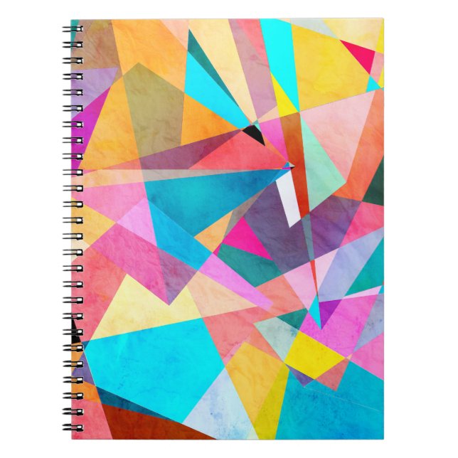 Abstract Colourful Geometric Watercolor Background Notebook (Front)