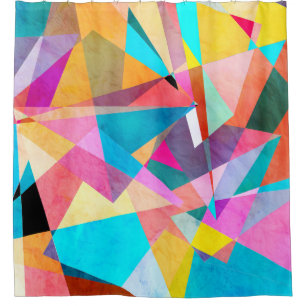 Abstract Colourful Geometric Watercolor Background Shower Curtain