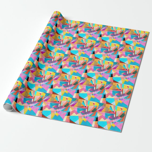 Abstract Colourful Geometric Watercolor Background Wrapping Paper (Unrolled)