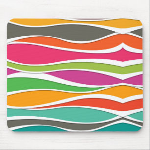 Abstract colourful geometric waves pattern mouse mat