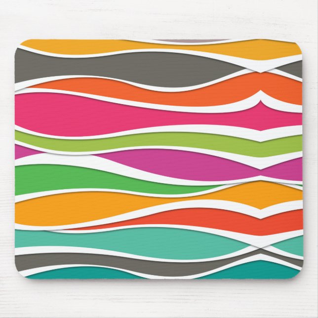Abstract colourful geometric waves pattern mouse mat (Front)