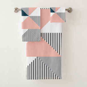 Abstract colourful geometry bath towel set