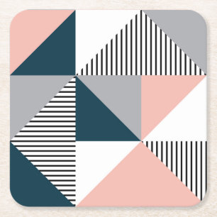 Abstract colourful geometry square paper coaster
