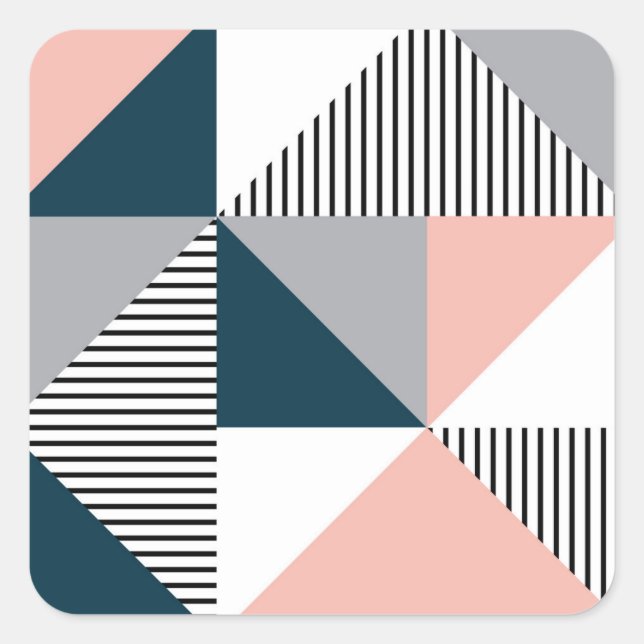 Abstract colourful geometry square sticker (Front)