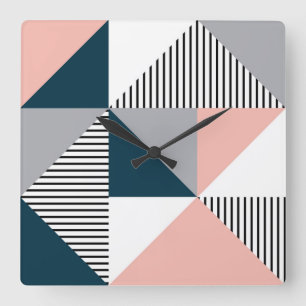 Abstract colourful geometry square wall clock