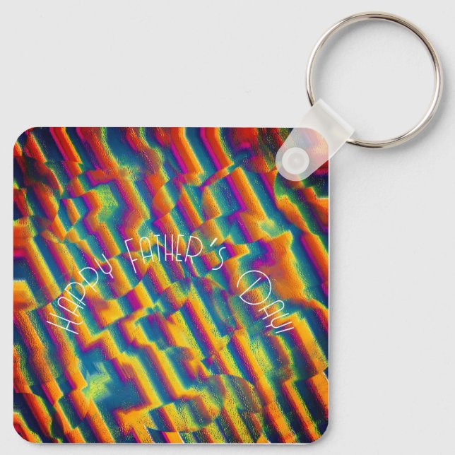 Abstract - Colourful glass deformations Key Ring (Back)