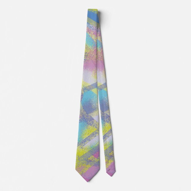 Abstract colourful glass design purple yellow blue tie (Front)