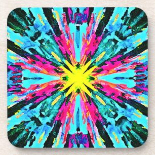 Abstract Colourful Glow Pattern Coaster