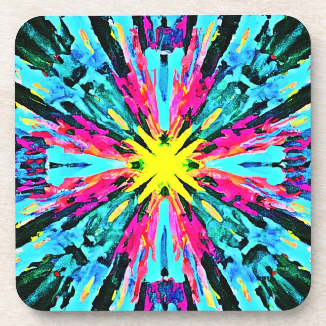 Abstract Colourful Glow Pattern Coaster (Front)
