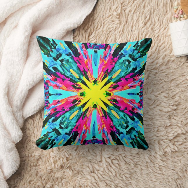 Abstract Colourful Glow Pattern Cushion (Blanket)