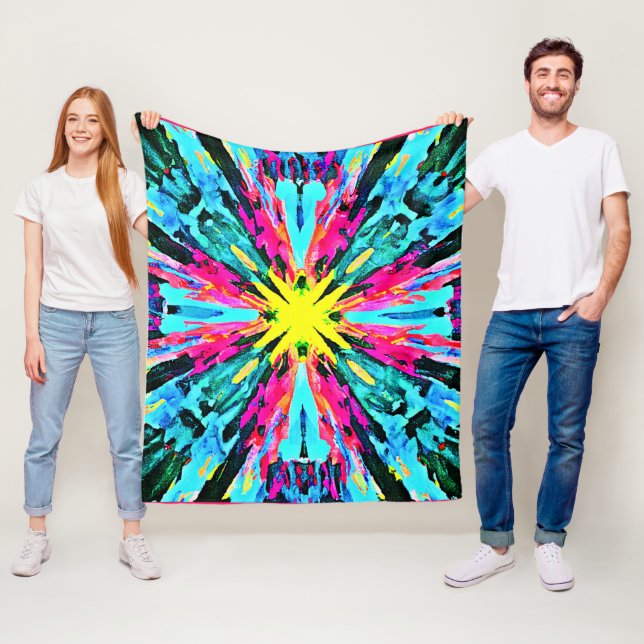 Abstract Colourful Glow Pattern Fleece Blanket (In Situ)