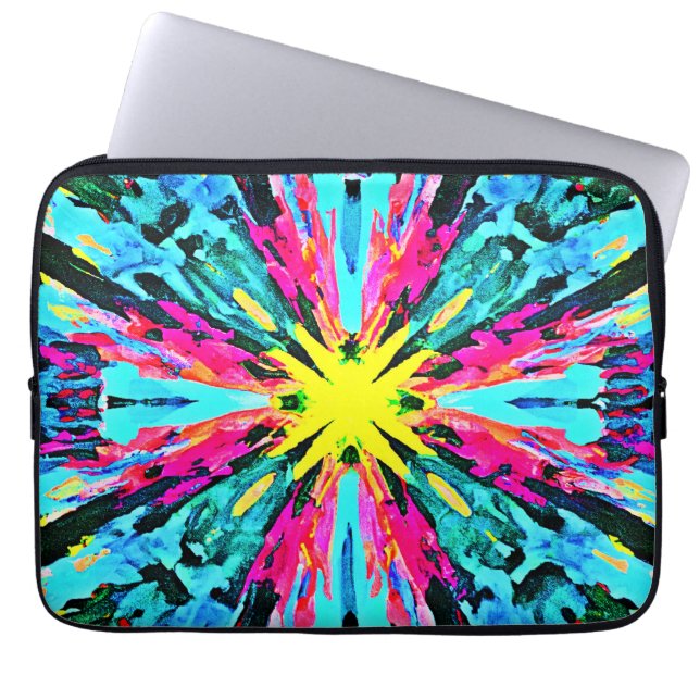 Abstract Colourful Glow Pattern Laptop Sleeve (Front)