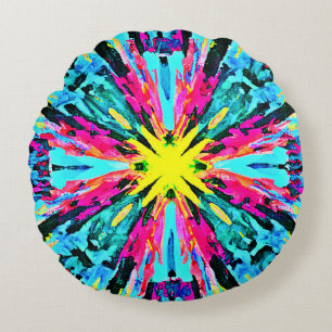 Abstract Colourful Glow Pattern Round Cushion