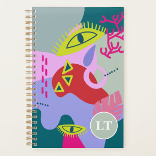 Abstract colourful green red eyes trendy Planner