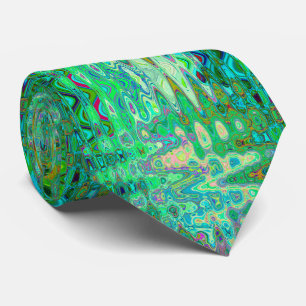 Abstract Colourful Green Wavy Mosaic Retro Tie