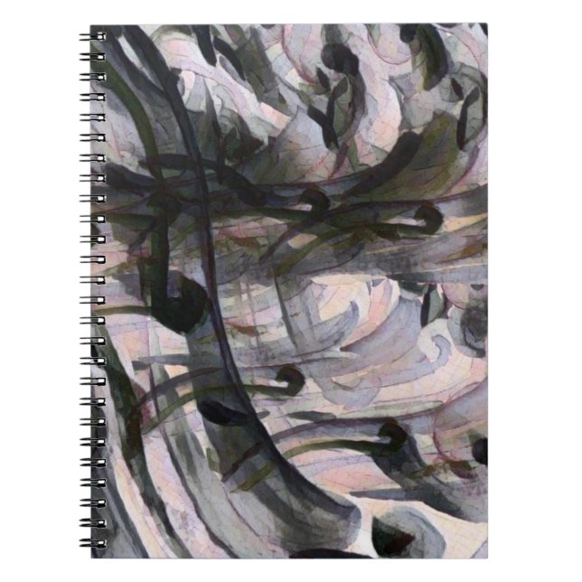 Abstract colourful grey and purple pattern notebook (Front)