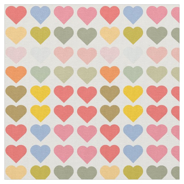 Abstract colourful heart love pattern Fabric (Close Up)