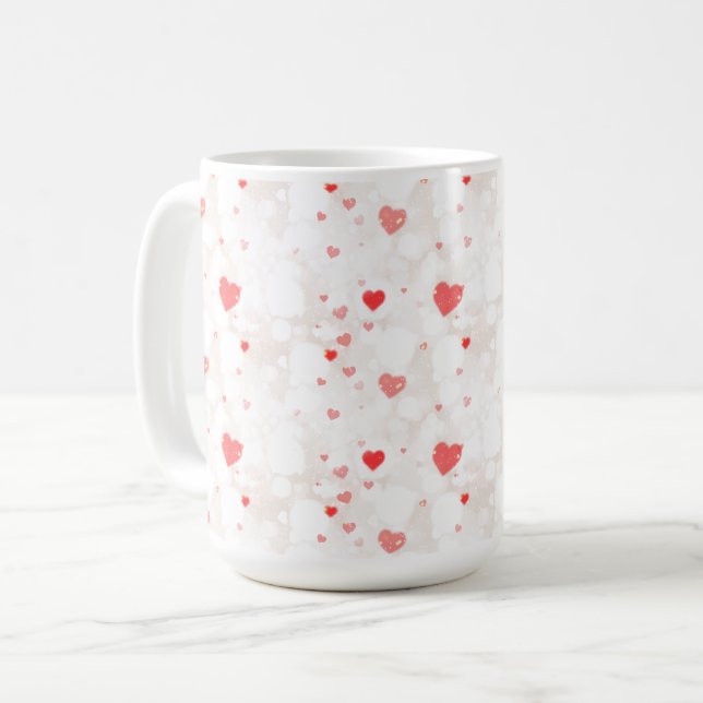 Abstract Colourful Hearts Pattern Coffee Mug (Front Left)