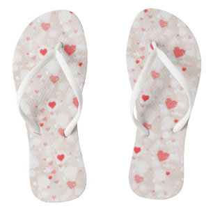 Abstract Colourful Hearts Pattern Flip Flops