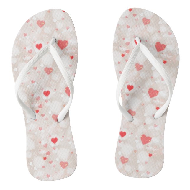 Abstract Colourful Hearts Pattern Flip Flops (Footbed)