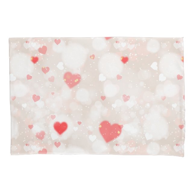 Abstract Colourful Hearts Pattern Pillow Case (Front)