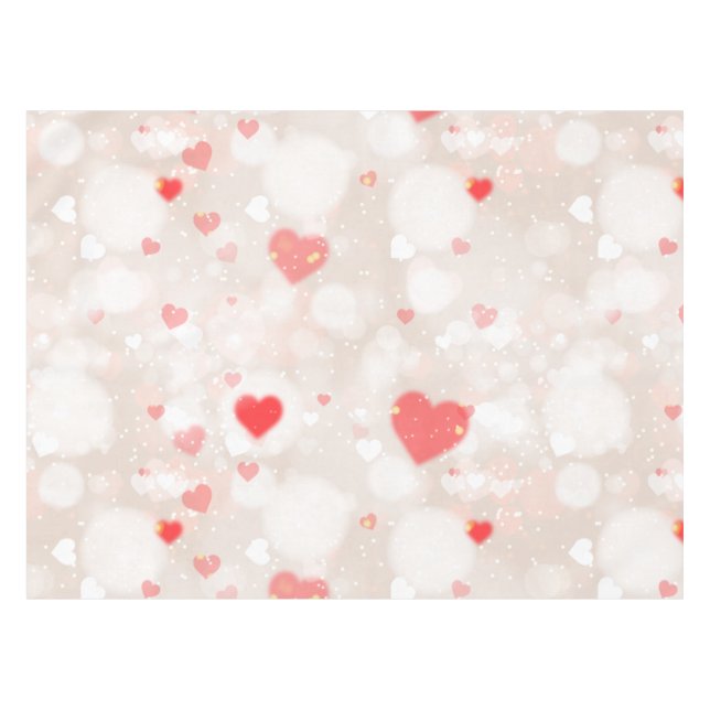 Abstract Colourful Hearts Pattern Tablecloth (Front (Horizontal))