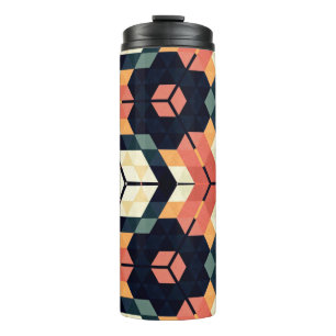 Abstract colourful hexagon square geometric seamle thermal tumbler