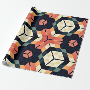 Abstract colourful hexagon square geometric seamle wrapping paper