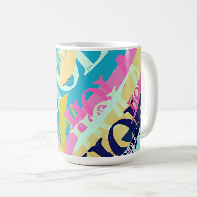 Abstract Colourful Hola Coffee Mug (Front Right)