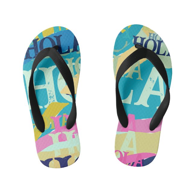 Abstract Colourful Hola Kid's Flip Flops (Footbed)