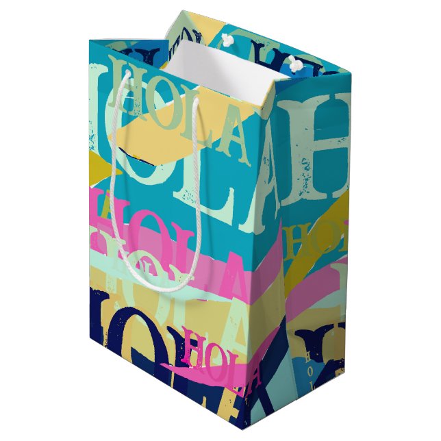 Abstract Colourful Hola Medium Gift Bag (Back Angled)