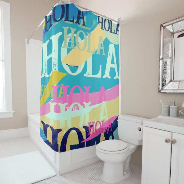 Abstract Colourful Hola Shower Curtain (In Situ)
