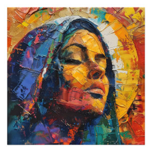 Abstract Colourful Holy Mary Photo Print