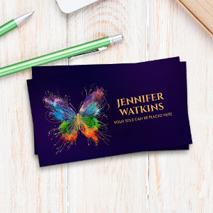 Abstract Colourful ink splatter butterfly Business Card
