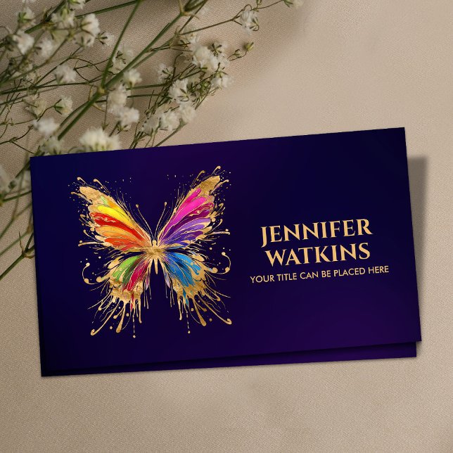 Abstract Colourful ink splatter butterfly Business Card (Creator Uploaded)