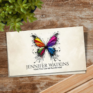 Abstract Colourful ink splatter butterfly Business Card