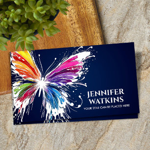 Abstract Colourful ink splatter butterfly Business Card