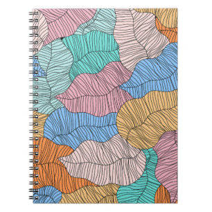 Abstract colourful leaf painting design background notebook