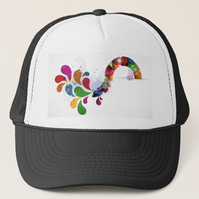 Abstract Colourful Leaves Design Trucker Hat (Front)
