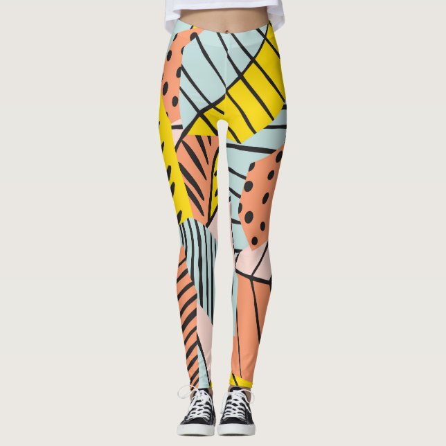 Abstract colourful leaves, nature pattern. leggings (Front)