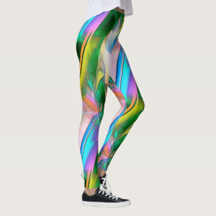 Abstract colourful leaves with psychedelic style leggings