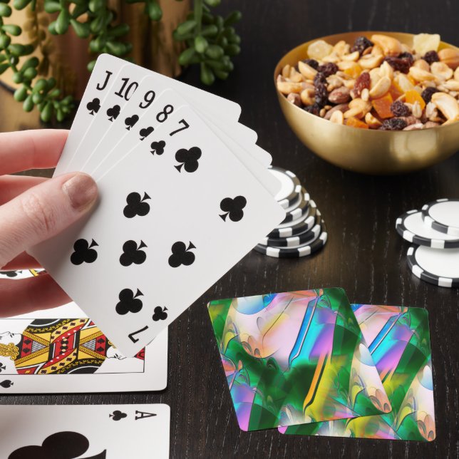 Abstract colourful leaves with psychedelic style   playing cards (In Situ)