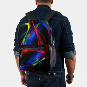 Abstract Colourful Lights Pattern Printed Backpack