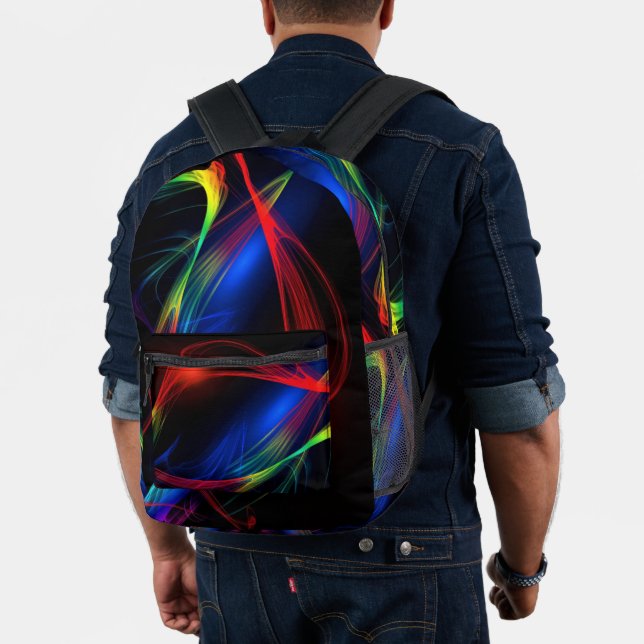 Abstract Colourful Lights Pattern Printed Backpack (Insitu (Model))