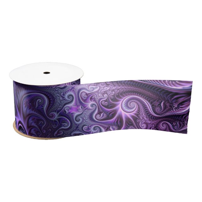 Abstract Colourful Lilac & Violet Spiral Pattern Satin Ribbon (Spool)
