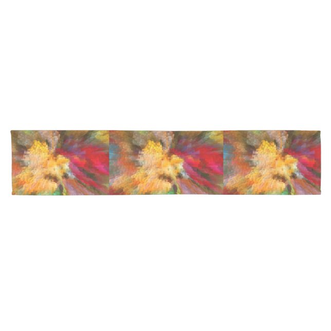 Abstract Colourful Linear Geometric Pattern Short Table Runner (Horizontal)