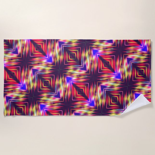 Abstract colourful lines beach towel (Front)