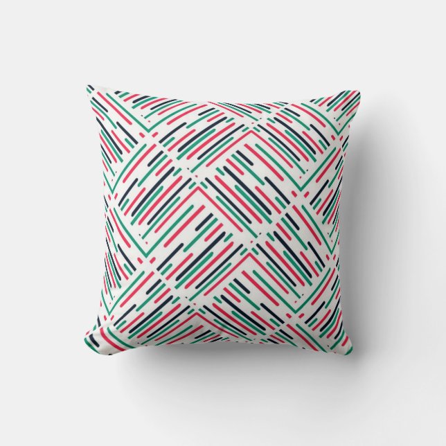 Abstract Colourful Lines Pattern Cushion (Front)